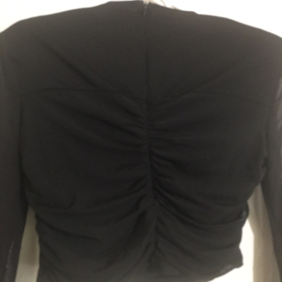 ShineStar Cropped Sheer Faux Wrap Blouse: Size Medium - Picture 7 of 8